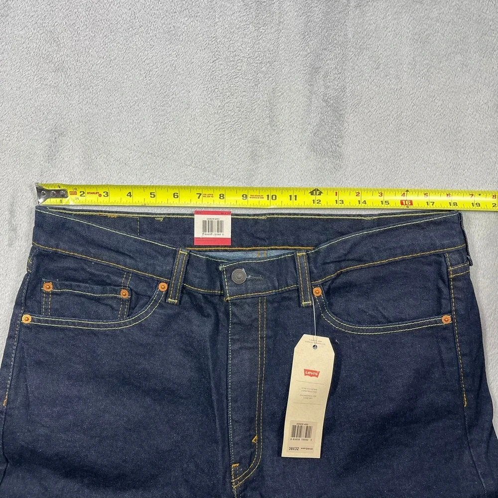 Levi's 505 Regular Fit Jeans Mens 38x32 Dark Indigo Stretch Straight Leg